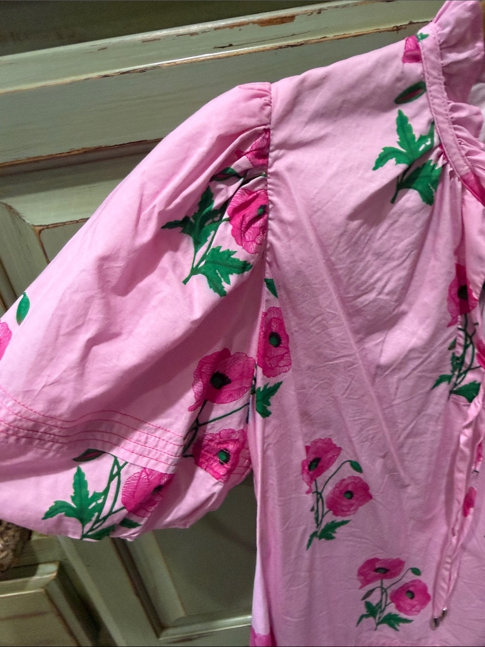 entro Pink Floral Puff-Sleeve Peasant Blouse - Picture 3 of 7
